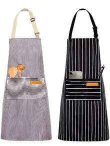 Adjustable Bib Apron With 2 Pockets, Chef Cooking Kitchen Restaurant Apron, Unisex, Suitable For Cooking And Baking, Functional Design, Suitable For Women, Practical Kitchen Wear, Suitable For Home Cooks, BBQ Enthusiasts And Crafters - Multicolor - View 1