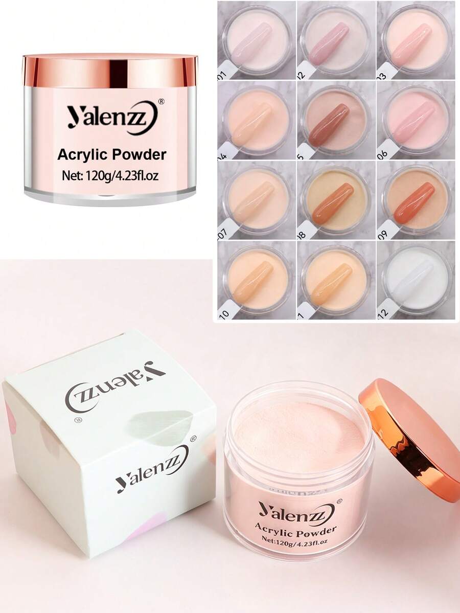 120g Acrylic Nail Powder, 12 Colors Available, For Nail Extension, 3D Nail Art, Home DIY And Salon Use - Multicolor - View 1