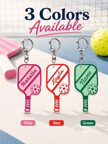 Custom Pickleball Keychain, Personalized Paddle Key Chain, Sport Style Bag Charm, Customized Name Keychains, Customizable Gift For Players, Birthday - Style a - View 3