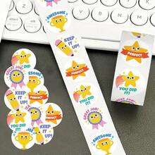 500pcs/Roll Cartoon Motivational Stickers, Classroom Atmosphere Enhancement Stickers, Inspire Learning Desire - Multicolor - View 3