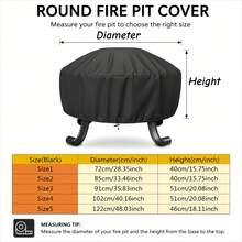 Round Fire Pit Cover - 5 Sizes Available, Heavy Duty 300D Oxford Fabric, Drawstring Design Bottom (Black), Suitable For Fire Pit, Propane Fire Pit, Perfect Holiday Party Gift For Family And Friends (Cover Only) - View 2