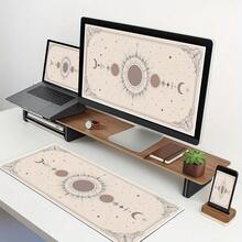 A Large Gaming Mouse Pad Featuring A Beige Background And A Sun, Moon, And Stars Pattern-Perfect As A Gift For Christmas Or Halloween. This Stylish Mat Serves As Both A Mouse Pad And A Desk Mat. - Multicolor - View 4