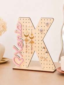 1pc Customized Wooden Letter Earring Stand, Personalized Jewelry Display Stand, Ear Stud Storage Rack, Desktop Storage Rack, Suitable For Placement On The Dressing Table. Suitable As Birthday Or Bridesmaid Gifts. - Multicolor - View 13