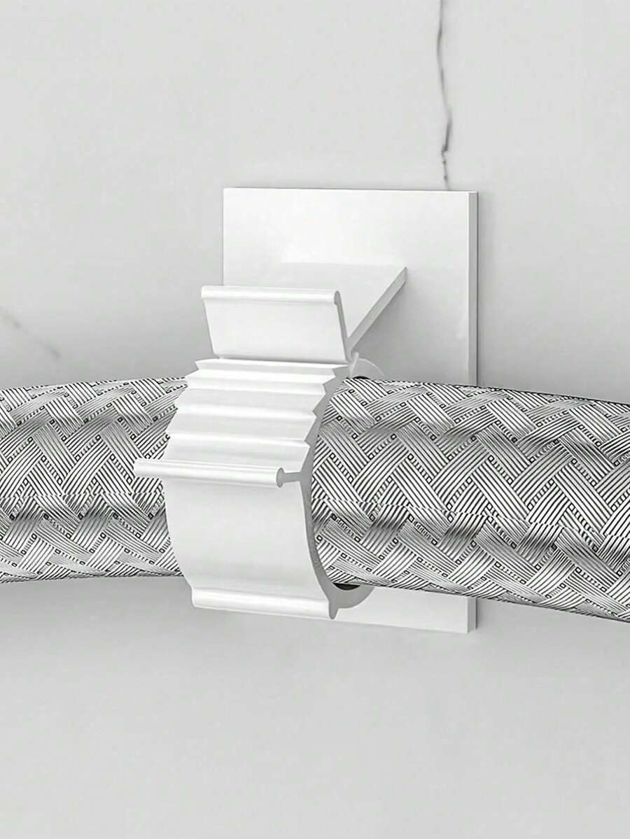 10pcs Drill-Free Pipe Clips, Easy Install Wall-Mounted Water Pipe And Air Hose Fixing Brackets, Water Pipe Clips, Cable Management Organizer, Black & White Design, Suitable For Home Water Pipe Repair, Drainage Pipe, Self-Adhesive Pipe Clips - Multiple Styles - View 1