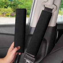 2pcs Car Seat Belt Shoulder Pads, Unisex Auto Interior Accessories, Soft & Breathable Seat Belt Covers, Essential Summer Item,Car Accessories - Black - View 6