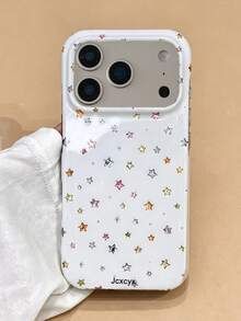 Cute Full Screen Shiny Colorful Star Phone Case, Compatible With IPhone 17 Pro Max 17 Pro 17 Pro 16 14 13 15 Pro Max 14 15 16 Plus 14 15 13 16 17, Creative Shiny Shockproof Protective Case - White - View 2