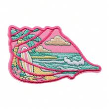 1件貝殼造型海灘刺繡貼花,熱帶風景熨燙貼布,衣物裝飾徽章 - A - 查看 2