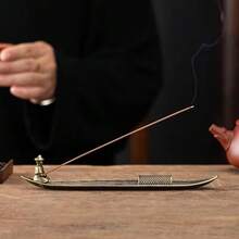 1pc Metal Fisherman Backflow Incense Burner, Zen Design Compatible With Incense Sticks, Aromatherapy Healing, Meditation And Mindfulness, Home Decor, Suitable For Christmas, Halloween, Easter And Other Holiday Gifts And Display - a - View 3