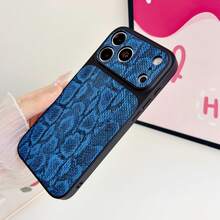 1pc Leopard Print Gold Element PU Leather Pattern Classic Anti-Drop Soft Phone Case Compatible With Apple 17Pro/17/Air/17Promax/11/12/13/14/12 Pro Max/16 Pro/15 Series Lens Protection, Holiday Gift - Black - View 5