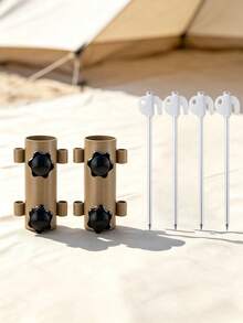 1 Set Multi-Function Tent Pole Base Fixator, Adjustable Locking Tent Pole Anchor, High-Hardness Metal Tent Pegs, Outdoor Camping Tent Fixing Tool - Multicolor - View 4