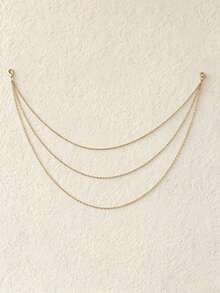 1pc Sexy Charming Tassel Multi-Layer Gold Shoulder Chain For Women, Minimalist Style Gold Color Chain Multi-Layer Shoulder Chain For Girls, Elegant Summer Beach Vacation Party Body Chain For Women, Suitable For Ladies To Wear All Year Round, Perfect Gift For Best Friends And Family - Gold - View 3