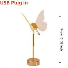 Lámpara de escritorio LED USB de mariposa dorada de alta gama, luz nocturna decorativa de atmósfera romántica, alimentada por USB, control remoto con 3 colores regulables (blanco frío/blanco cálido/blanco neutro), adecuada para dormitorio, sala de estar, oficina, mesa de comedor, regalo perfecto para Navidad, Día de San Valentín, Pascua, Halloween - Multicolor - Ver 8