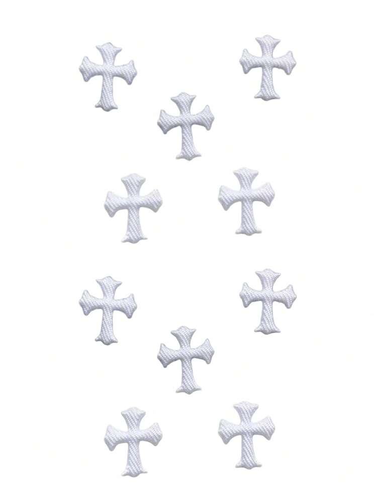 10pcs Black And White Cross Patch Stickers - Multicolor - View 5