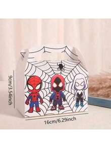 12pcs/Set And His Magical Friends Party Candy Gift Box, Red Black White Spider Web Handheld Paper Gift Box, Candy Cookie Storage Box, Suitable For Theme Birthday Party Souvenirs, Banquet Dessert Packaging Box - Multicolor - View 4