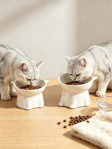 1pc Elevated Tilted Cat Bowl For Neck Protection - Anti-Spill Pet Feeding Bowl, Easy-To-Clean Cat Water Dish, Ergonomic Pet Food Bowl For Elegant Eating, Stable Non-Slip Pet Tableware, Essential Indoor Pet Supplies - 150ml - View 9