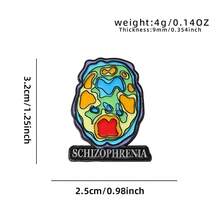 1pc Mental Health Brain Scan Enamel Pin, Depression Schizophrenia Brain Art Lapel Pin, Metal Pin For Jackets Bags, Psychology Awareness Gift - Multicolor - View 13