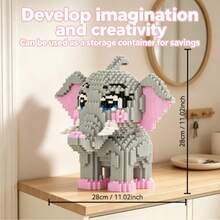 This 3380-Piece Building Block Elephant Is Cute And Adorable, Making It A Perfect Gift And An Excellent Choice For Couples And Parents. The Assembly Difficulty Is Relatively High. It's A Perfect Gift For Christmas, Halloween, And The Back-To-School Season. - Multicolor - View 7