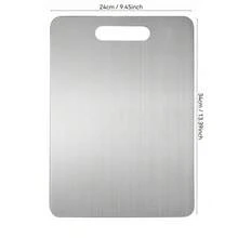 1 pieza Tabla de cortar de acero inoxidable de doble cara para uso doméstico - Plateado - Ver 5