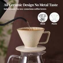 Pour Over Coffee Maker, Non-Electric Pour Over Coffee Dripper, Manual Brew Maker, Single Cups Porcelain Slow Brewing Accessories For Gifts - Grey - View 4