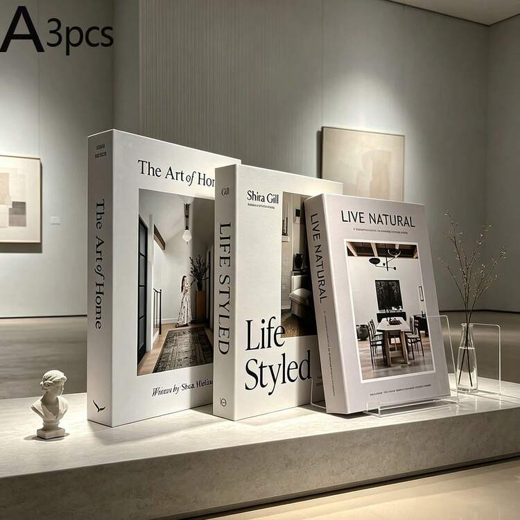 2/3pcs Fashion Decorative Books, Modern Minimalist Foldable Fake Books, Soft Decoration Sample Room Hotel Model, Suitable For Cafe, Hotel, Study Room Decoration - Decor Book - View 12