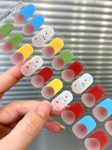 Semi Cured Gel Nail Strips, 20Pcs Long Lasting Salon Quality Wraps, Easy Apply & Remove Gel Nail Stickers With UV Light - Multicolor - View 6