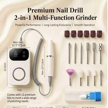 Cordless Electric Nail Drill For Gel Nails, 2-In-1 Professional E-File With Built-In Curing Light And LCD Screen, Lightweight Low Vibration Manicure Kit For Home And Travel - Multicolor - View 12