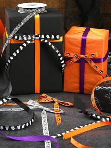 1/3/6 buah Pita Halloween, Pita Satin Hantu Panjang 9m Lebar 1cm Warna Hitam & Oranye, Motif Jaring Laba-laba Hantu Laba-laba, Pembungkus Kado, Perlengkapan Kerajinan Halloween, Dekorasi Pesta Hantu - Beraneka warna - View 6