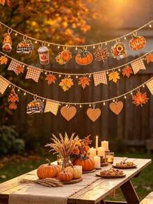 24pcs/1pc Thanksgiving Elf Hanging Ornaments, Autumn Harvest Hanging Decorations, Happy Autumn Tree Hanging Ornaments, Pumpkin Leaf Flower Mixed Paper Cutouts, Autumn Tree Decorative Hanging Ornaments, Suitable For Autumn Holiday Party Harvest Supplies, Home Decor - Multicolor - View 4
