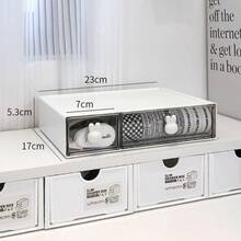 Bead Storage Box Desktop High & Low Drawer Box Transparent Drawer Style Compartment Storage Box Office Supplies Book Desktop Stationery Organizer Box Dorm Storage Organizer - Storage Box - View 9