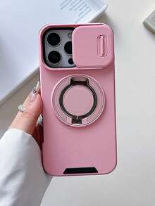 Casing Kompatibel Dengan iPhone 18 17 16 14 13 12 15 Pro Max Plus 16e 17e Air Armor Slide Camera Ring Magnetic Stand Shockproof Phone Kompatibel Dengan Galaxy/MOTO - Rose Gold - View 3
