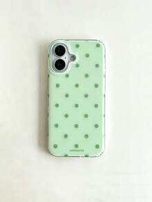 時尚手機殼，極簡可愛設計，黑白波點圖案，適用於 iPhone 11 至 17 系列，包含 Pro Max 版本 - 綠色 - 查看 2
