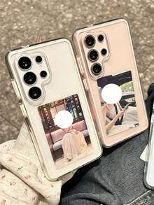 High-Definition Transparent Camera Lens Protection Acrylic Anti-Drop Phone Case Compatible With Samsung S26Ultra Galaxy S26Plus S25Ultra S24Ultra S23Ultra S22Ultra S25 S24 Plus A57 A56 A55 Minimalist Transparent Shockproof Electroplated Button Protection Cushion Case - White - View 4