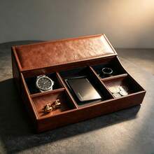 KYPHIREL BISON DENIM Watch Box, 6-Slot Watch Travel Case - Artificial PU Leather Men's Watch Storage Box And Jewelry Organizer, Secure Travel Case, Brown, Size 27.5*23*5.5cm - Multicolor - View 9