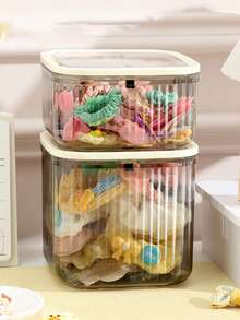 Transparent Hair Accessory Storage Box, Pressure-Sensitive Desktop Organizer Box - Flip-Top Design, Fully Transparent, Large Capacity, Ideal For Storing Hair Clips, Hair Ties, Hair Bands And Jewelry. A Perfect Gift For Friends - Multicolor - View 2