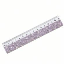 Regla de plástico transparente con strass, escala creativa de 16 cm, herramienta de dibujo y arte, papelería para estudiantes - Multicolor - Ver 13