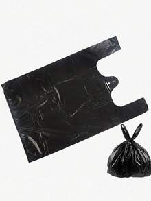 100/50pcs Thickened Large Black Garbage Bags, Kitchen Trash Bags, Vegetable Bags, Large Size Garbage Bags, Suitable For Paper, Plastic, Bottles, Newspapers, Lawn, With Handle T-Shirt Bags, Large Capacity Plastic Bags - Black - View 6