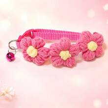 1pc Floral Woven Cat Collar With Bell, Adjustable Anti-Lost, Suitable For Kittens And Adult Cats, Fresh Pastoral Style Photo-Ready Pet Accessory, Material No Choking, Small Gift For Cats, Multiple Colors Available - Multicolor - View 8