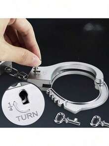 1 Set Silver Plastic Handcuffs, Suitable For Halloween And Party Costumes, Durable Cosplay Performance Handcuffs - Multiple Styles - View 2