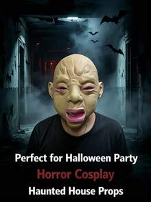 1pc Halloween Smiling Crying Face Mask, Full Face Head Cover, Halloween Party Haunted House Celebrity - Multicolor - View 2