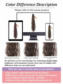 Paquete de cabello de cola de caballo rizada con onda de agua marrón profundo de 26 pulgadas, suave y natural, adecuado para mujeres - Multicolor - Ver 8