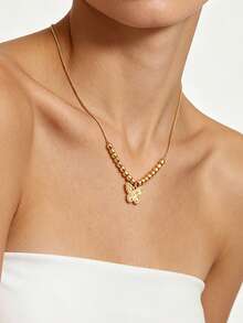 1pc Fashionable Personalized Design Necklace Pendant With Tassel, Versatile Women's Collarbone Chain - Butterfly - View 5