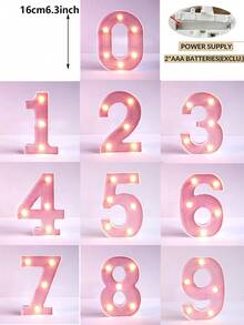 16cm 發光 LED 跑馬燈數字燈牌，暖白色電池供電數字燈，桌面裝飾數字燈，16歲 18歲 21歲 30歲 40歲 50歲生日 婚禮求婚 週年紀念 聖誕節 節日派對拍照背景裝飾數字小夜燈 - 16cm粉紅色 - 查看 5