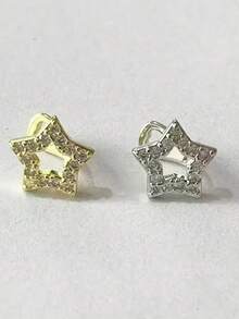 2件裝不對稱星星鋯石閃亮牙飾，適合派對、日常佩戴、節日禮物 - 彩色 - 查看 13