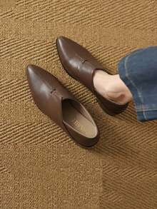 Women's Elegant High Heel Pumps, Solid Color PU Leather, Office Holiday All Season Wear, Fashionable High Heel Shoes - Chocolate Brown - View 1