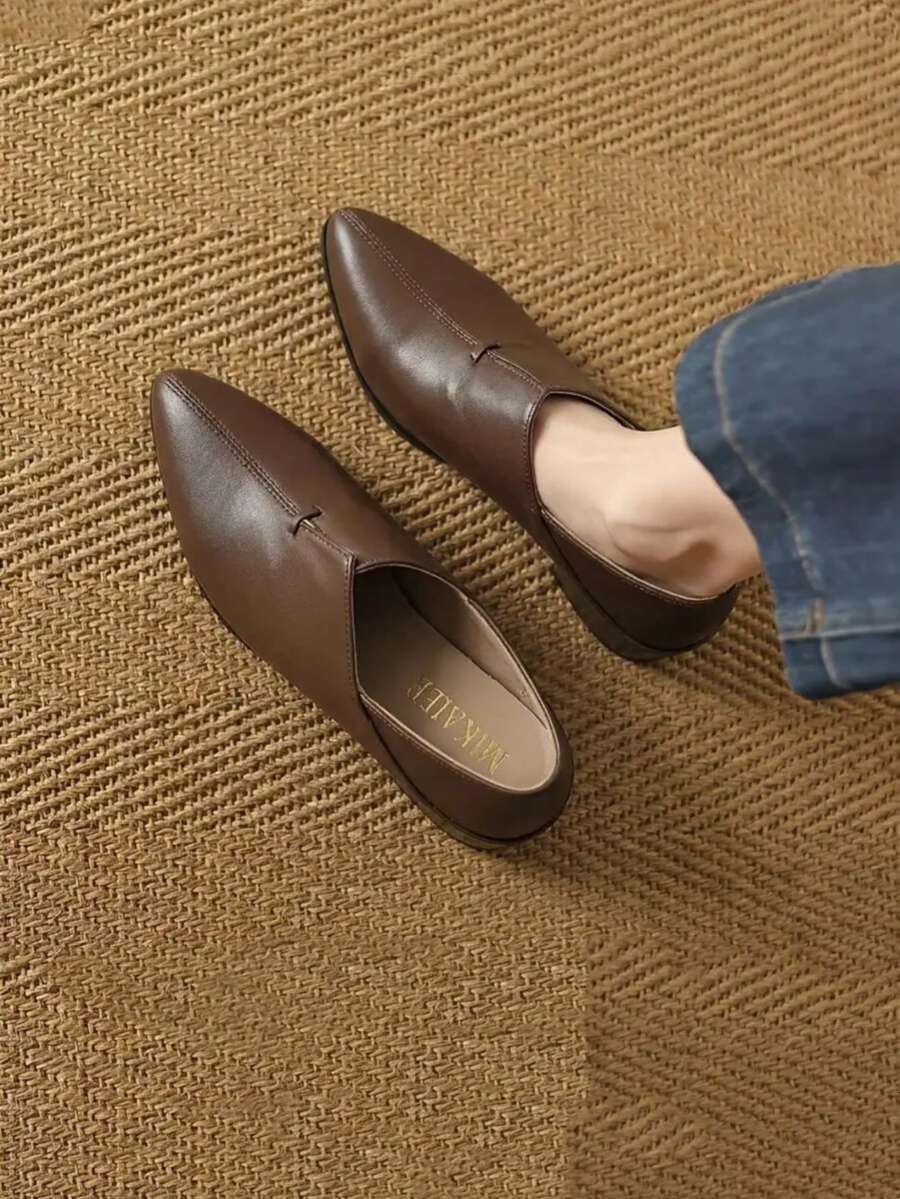 Women's Elegant High Heel Pumps, Solid Color PU Leather, Office Holiday All Season Wear, Fashionable High Heel Shoes - Chocolate Brown - View 1