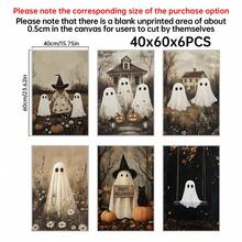 1/6pcs Vintage Ghost Halloween Gallery Wall Decor Set, Whimsical Autumn Halloween Decorations, Kids Room Wall Art Prints, Home Wall Decor Art - Multicolor - View 34