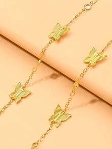 1pc Fashion Party Rhinestone Butterfly Glasses Chain Women's Eyewear Accessory - Gold - View 4