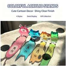 4pcs Acrylic Desktop Decorative Signs, Cartoon Animal & Colorful Window Design, Light-Up - Set Of 4 - View 4