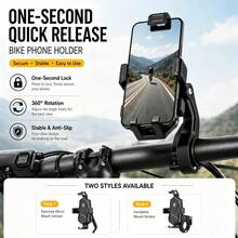 Upgraded Aluminum Alloy Automatic Locking Phone Mount, 1-Second Quick Release, 360° Rotation, Anti-Vibration And Anti-Drop, Universal For Motorcycle And Bicycle - Multicolor - View 1