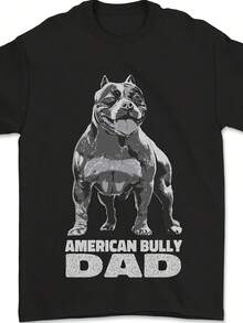 تي شيرت رجالي قطن 100% بطبعة كلب American Bully مضحكة لعيد الأب - الأسود - مشاهدة 1
